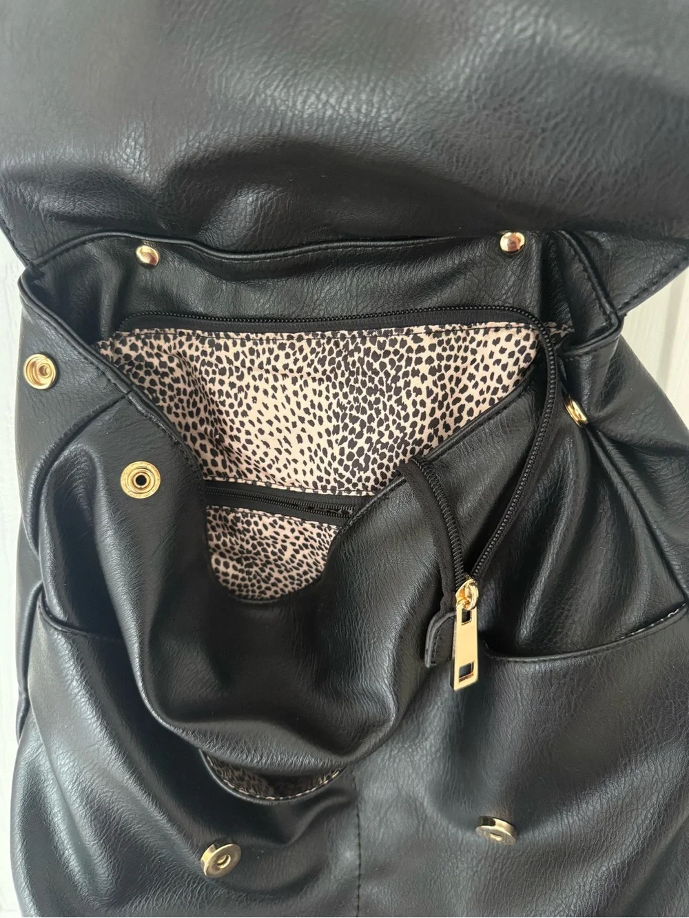 Classic Black Leather Backpack
